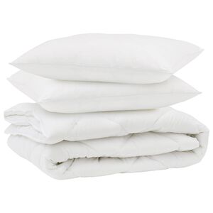 vidaXL Couette avec oreiller 3 pi&egrave;ces Blanc Microfibre
