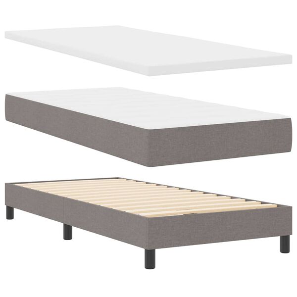 vidaXL Lit &agrave; ressorts avec matelas Taupe 80 x 200 cm tissu