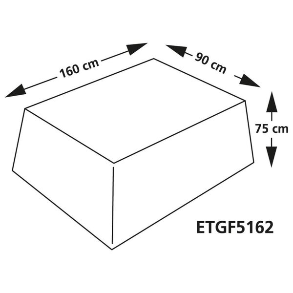 Eurotrail Housse de protection de table de jardin 160x90x75 cm Gris