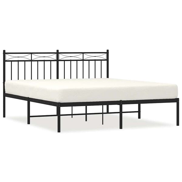 vidaXL Cadre de lit métal sans matelas avec tête de lit noir 150x200cm