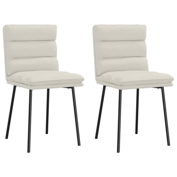 vidaXL Chaises &agrave; manger lot de 2 Cr&egrave;me Velours