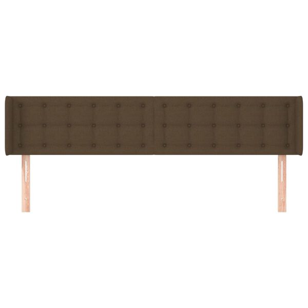 vidaXL T&ecirc;te de lit avec oreilles Marron Fonc&eacute; 203x16x78/88 cm Tissu