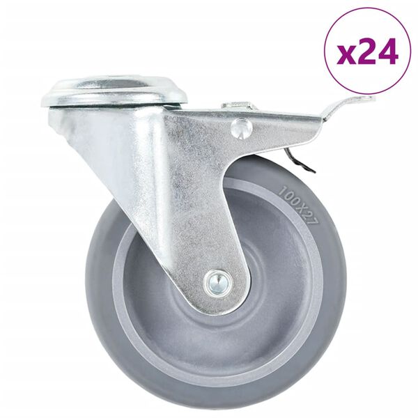 vidaXL 24 pcs Roulettes pivotantes &agrave; trou de boulon 100 mm