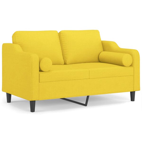 vidaXL Canap&eacute; 2 places avec oreillers jaune clair 120 cm tissu