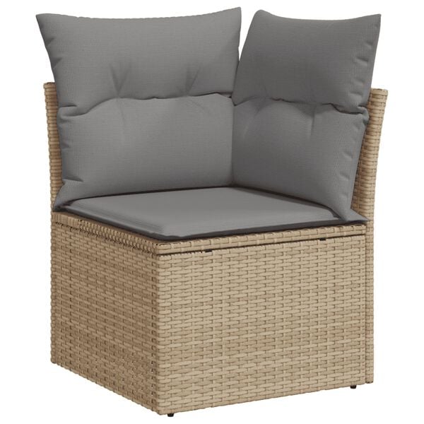 vidaXL Salon de jardin avec coussins 9 pcs beige r&eacute;sine tress&eacute;e