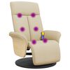 vidaXL Fauteuil inclinable de massage avec repose-pieds cr&egrave;me tissu