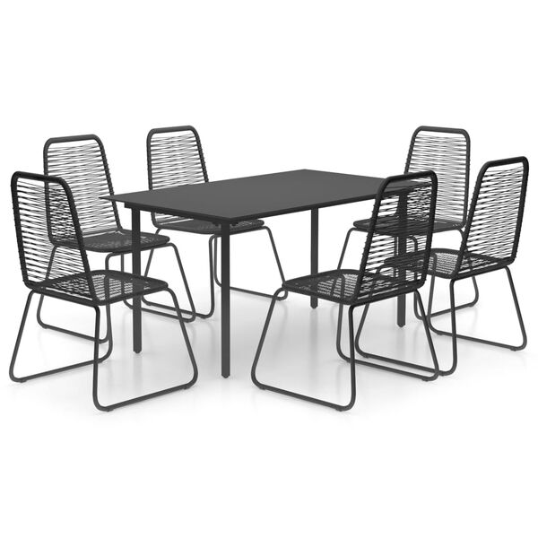 vidaXL Ensemble &agrave; manger de jardin 7 pcs PVC r&eacute;sine tress&eacute;e noir