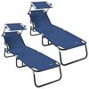 vidaXL Chaise longue pliante 2 pcs Bleu 56 x 190 x 81cm tissu