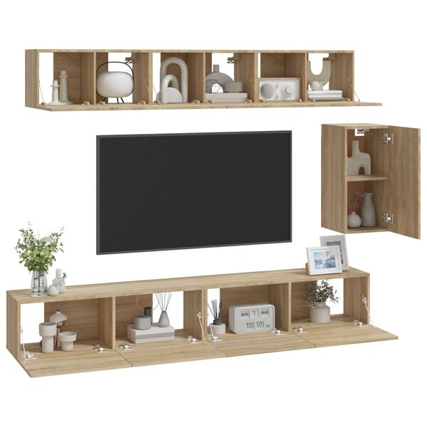 vidaXL Ensemble de meubles TV 6 pcs Ch&ecirc;ne sonoma Bois d'ing&eacute;nierie