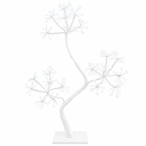 vidaXL Sapin de No&euml;l &agrave; LED en forme de S 2 pc Blanc 18 x 18 x 45 cm