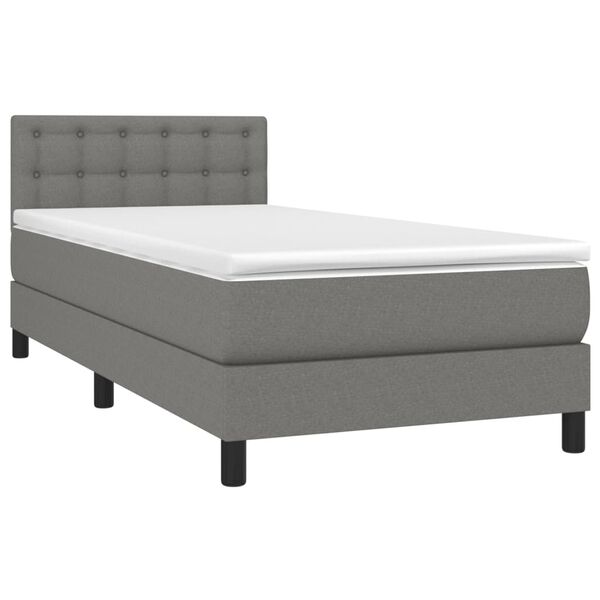 vidaXL Sommier &agrave; lattes de lit avec matelas et LED Gris fonc&eacute; 90x190cm