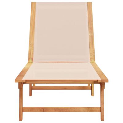 vidaXL Chaise longue crème bois d'acacia solide et textilène