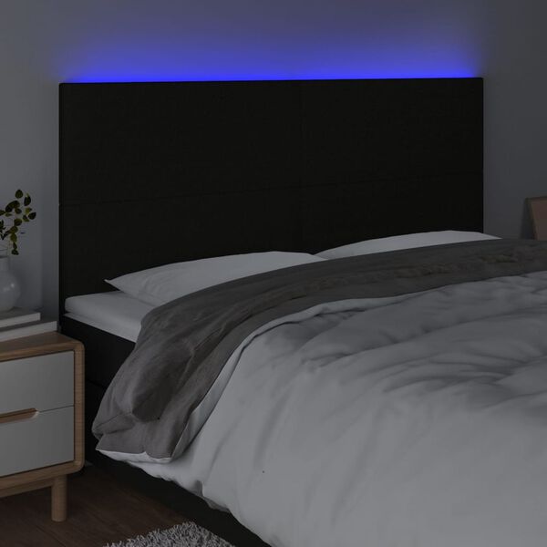 vidaXL T&ecirc;te de lit &agrave; LED Noir 180x5x118/128 cm Tissu