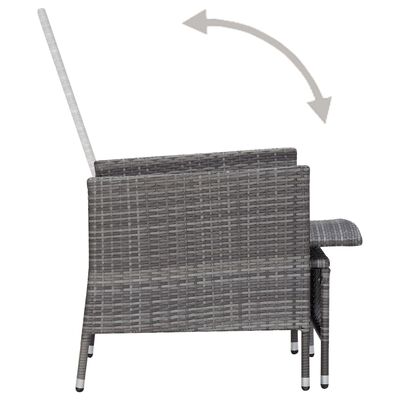 vidaXL Salon de jardin 3 pcs avec coussins Résine tressée Gris