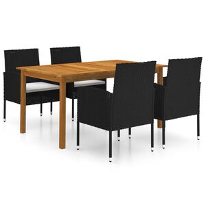 vidaXL Ensemble &agrave; manger de jardin 5 pcs Noir