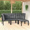 vidaXL Salon de jardin 4 pcs noir et gris résine tressée