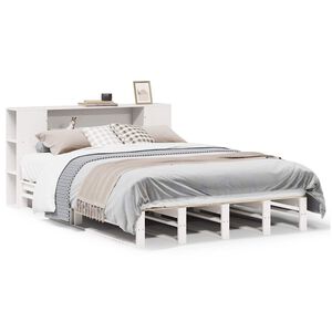 vidaXL Lit biblioth&egrave;que sans matelas blanc 150x200 cm bois massif