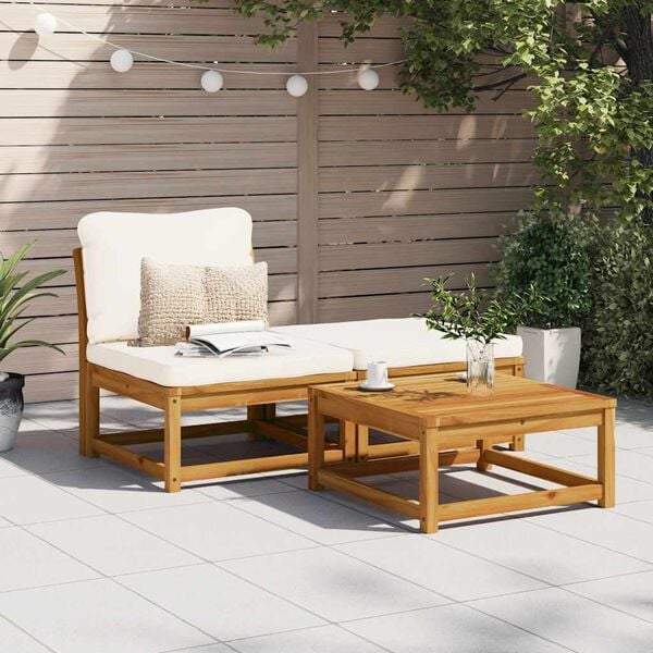 vidaXL Salon de jardin 3 pcs avec coussins bois massif d'acacia