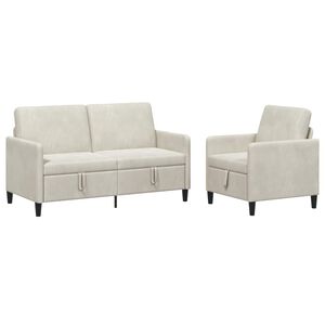 vidaXL Canap&eacute; avec rangement 2 pc Cr&egrave;me Polyester