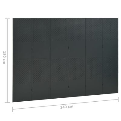 vidaXL Cloison de séparation 6 panneaux Anthracite 240x180 cm Acier