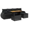 vidaXL Salon de jardin 6 pcs avec coussins noir r&eacute;sine tress&eacute;e