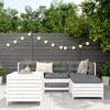 vidaXL Salon de jardin 5 pcs blanc bois massif de pin