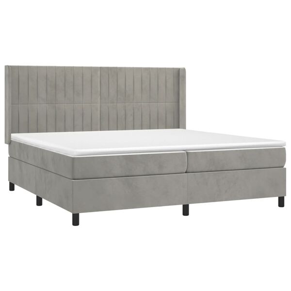 vidaXL Sommier &agrave; lattes de lit et matelas Gris clair 200x200cm Velours