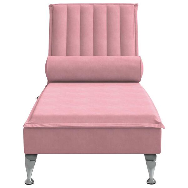 vidaXL Chaise longue de massage avec traversin rose velours