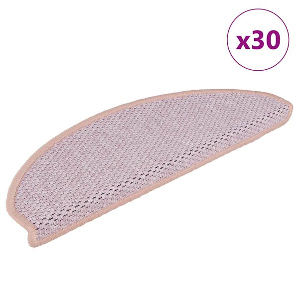 vidaXL Tapis d'escalier autocollants 30 pcs 65x21x4 cm rose