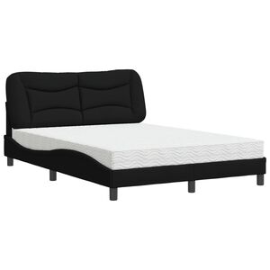 vidaXL Lit avec matelas Hvar noir 140x200 cm tissu