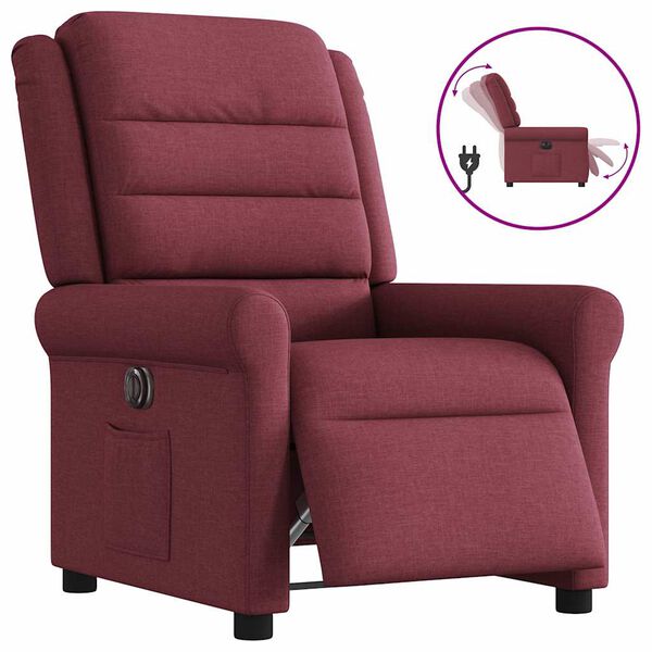 vidaXL Fauteuil inclinable &eacute;lectrique Rouge bordeaux Tissu