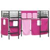vidaXL Cadre de lit superpos&eacute; pour enfants avec rideaux Noir et rose