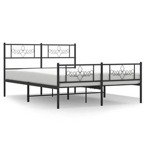 vidaXL Cadre de lit m&eacute;tal sans matelas avec pied de lit noir 150x200cm