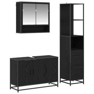 vidaXL Ensemble de mobilier de salle de bain 3 pc Ch&ecirc;ne noir