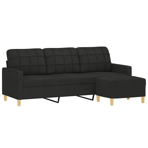 vidaXL Canap&eacute; &agrave; 3 places avec repose-pieds Noir 180 cm Tissu