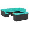 vidaXL Salon de jardin avec coussins 14 pcs noir r&eacute;sine tress&eacute;e