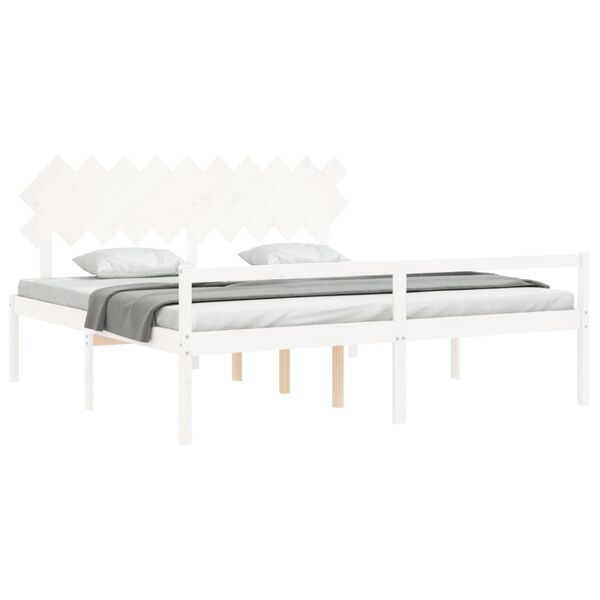 vidaXL Lit pour personne &acirc;g&eacute;e sans matelas blanc 200x200cm bois massif