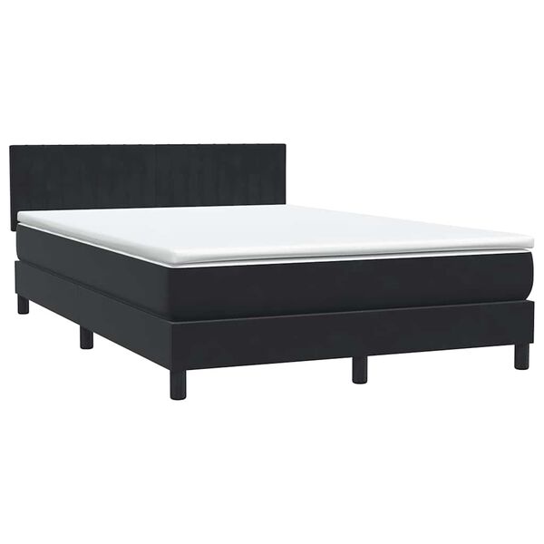 vidaXL Sommier &agrave; lattes de lit avec matelas noir 160x210 cm velours