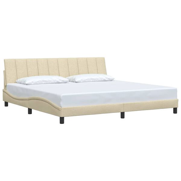 vidaXL Cadre de lit sans matelas Hanko cr&egrave;me 200x200 cm tissu