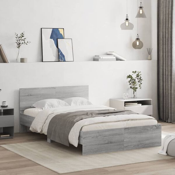 vidaXL Cadre de lit sans matelas sonoma gris 120x190 cm