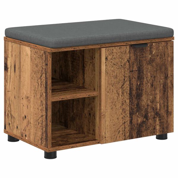 vidaXL Banc d'entr&eacute;e avec coussin Uni Bois ancien 60 x 38 x 46 cm