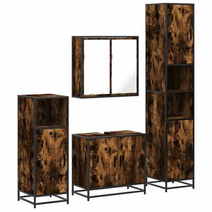vidaXL Ensemble meubles salle de bain 4 pcs ch&ecirc;ne fum&eacute; bois ing&eacute;nierie