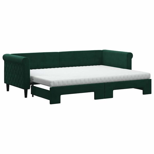 vidaXL Lit de jour avec gigogne et matelas vert foncé 80x200cm velours