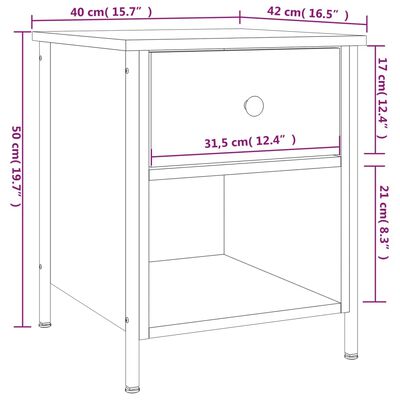 vidaXL Tables de chevet 2 pcs sonoma gris 40x42x50cm bois d'ingénierie
