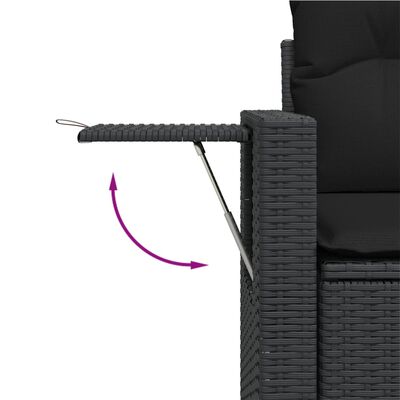 vidaXL Salon de jardin 7 pcs avec coussins noir résine tressée