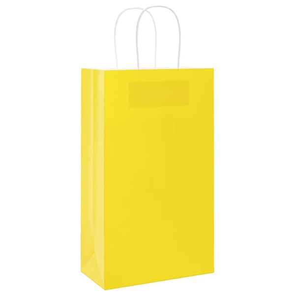 vidaXL Sacs en papier 50 pcs avec poign&eacute;es jaune 21x11x36 cm