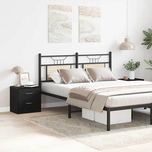 vidaXL Tables de chevet 2pcs ch&ecirc;ne noir 40x30x40cm bois d'ing&eacute;nierie