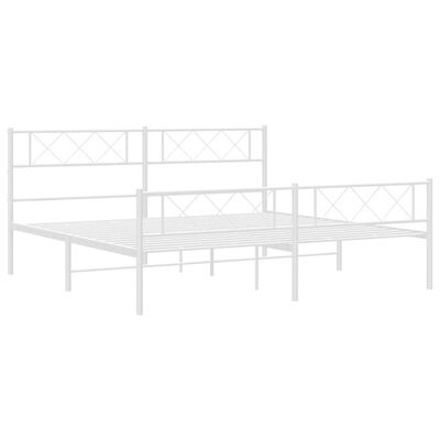 vidaXL Cadre de lit métal sans matelas et pied de lit blanc 193x203 cm