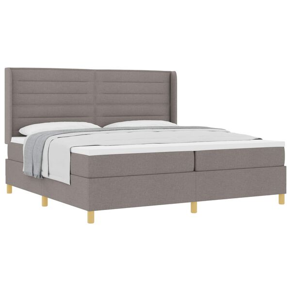 vidaXL Lit &agrave; ressorts avec matelas Taupe 200 x 200 cm tissu