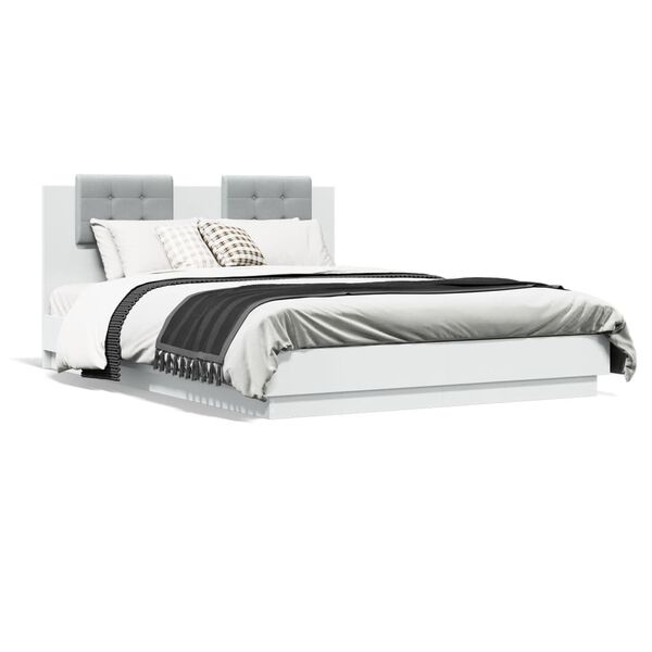 vidaXL Cadre de lit avec LED sans matelas blanc 140x200 cm